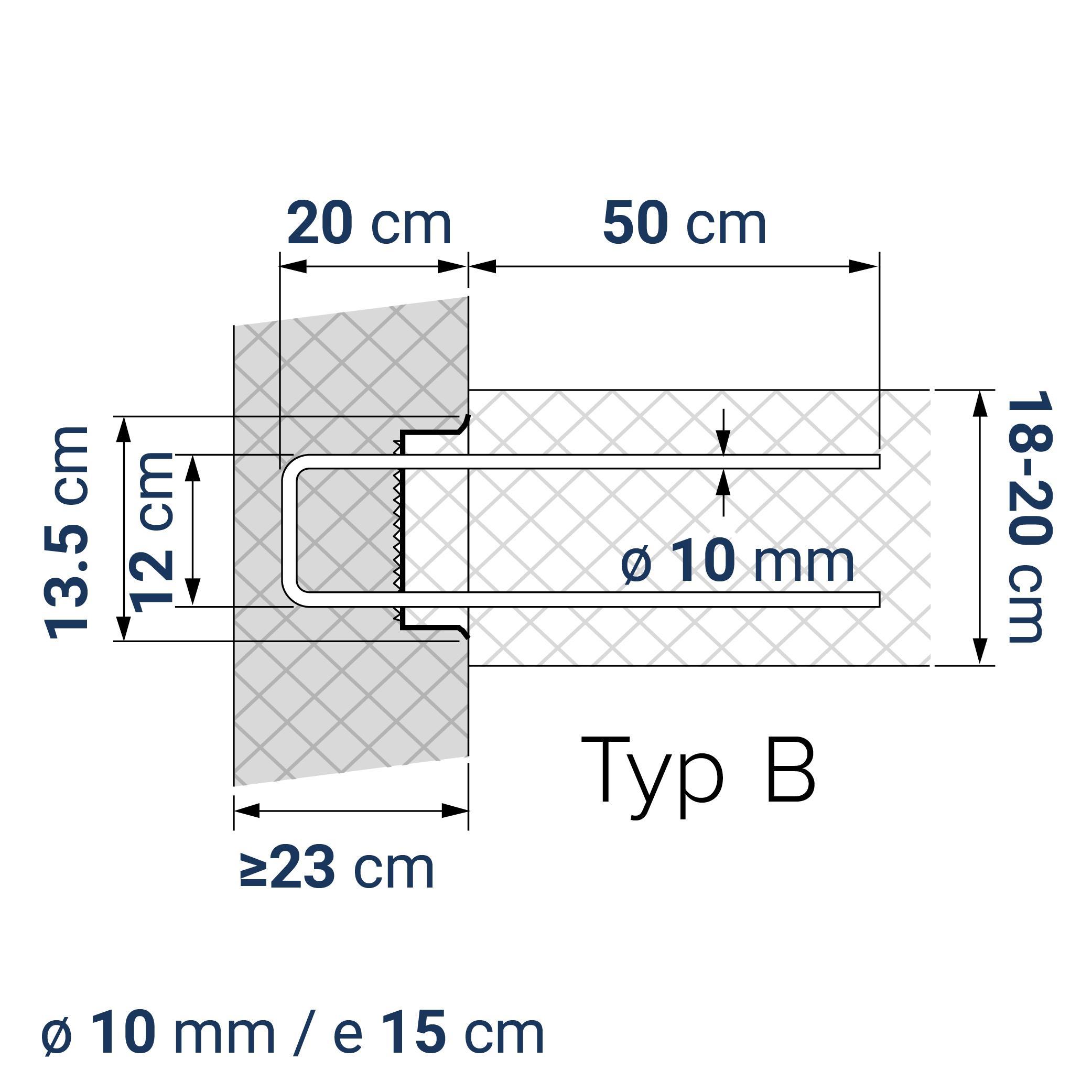A433000280 7640324041414 BE-BOX® Bewehrungsbox Typ B12-10-15 h20 lü50 | Variante zu ACITOP 28 | 125 cm | 6.87 kg/m